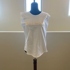 Balmain button shoulders sleeveless logo top
